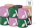 100% 3-ply Bamboo Toilet Paper, Unscented, 12 Rolls, 350 Sheets per roll, Total 4200 Sheets, Plastic-Free