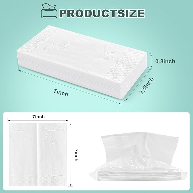 4-Ply Car Tissue Refills (720 Layers) - 6 Pack Travel Size Tissues, Soft & Strong Disposable Facial Tissues for Car, Office, Home - 180 Sheets