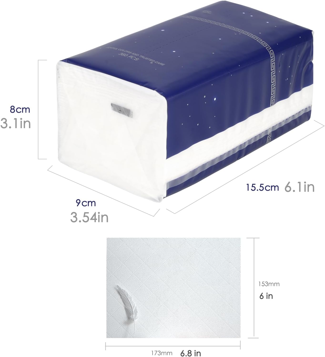 Soft Facial Napkins,  Disposable Facial Tissue,    360 Sheet per Pack