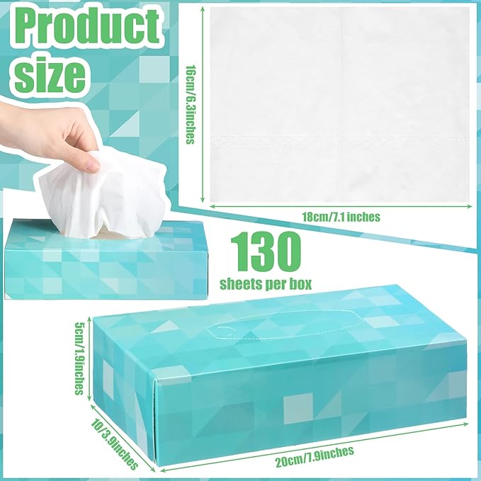 12 Packs Facial Tissue Box 1560 Sheets Soft Facial Tissue Box for Fall Halloween Christmas 2 Ply 130 Sheets Disposable Travel Tissues Bulk for Car Household Kitchen(Single)