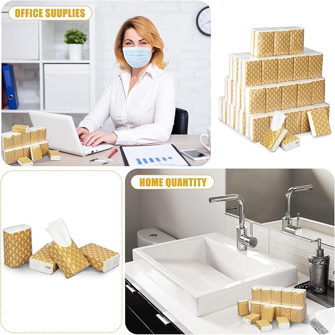 50 Pack Vintage Pocket Tissues Travel Packs Bulk 500 Sheet Small Tissues Pocket Packs Party Favors 3 Ply Mini Travel Size Individual for Allergy Camping