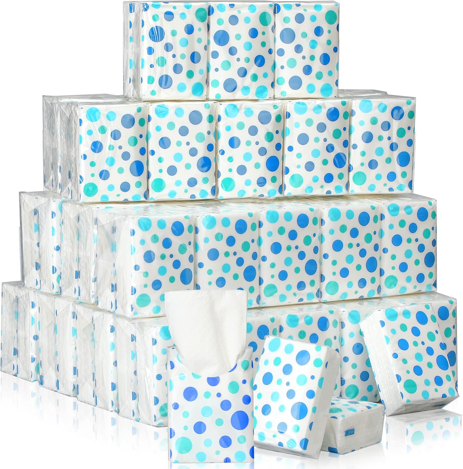 100 Pack Pocket Tissues Travel Packs Bulk 1000 Sheet Mini Tissues Bulk 3 Ply Small Travel Size Paper Individual Pocket Size (Polka Dot)