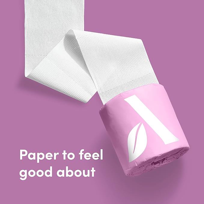 100% 3-ply Bamboo Toilet Paper, Unscented, 12 Rolls, 350 Sheets per roll, Total 4200 Sheets, Plastic-Free
