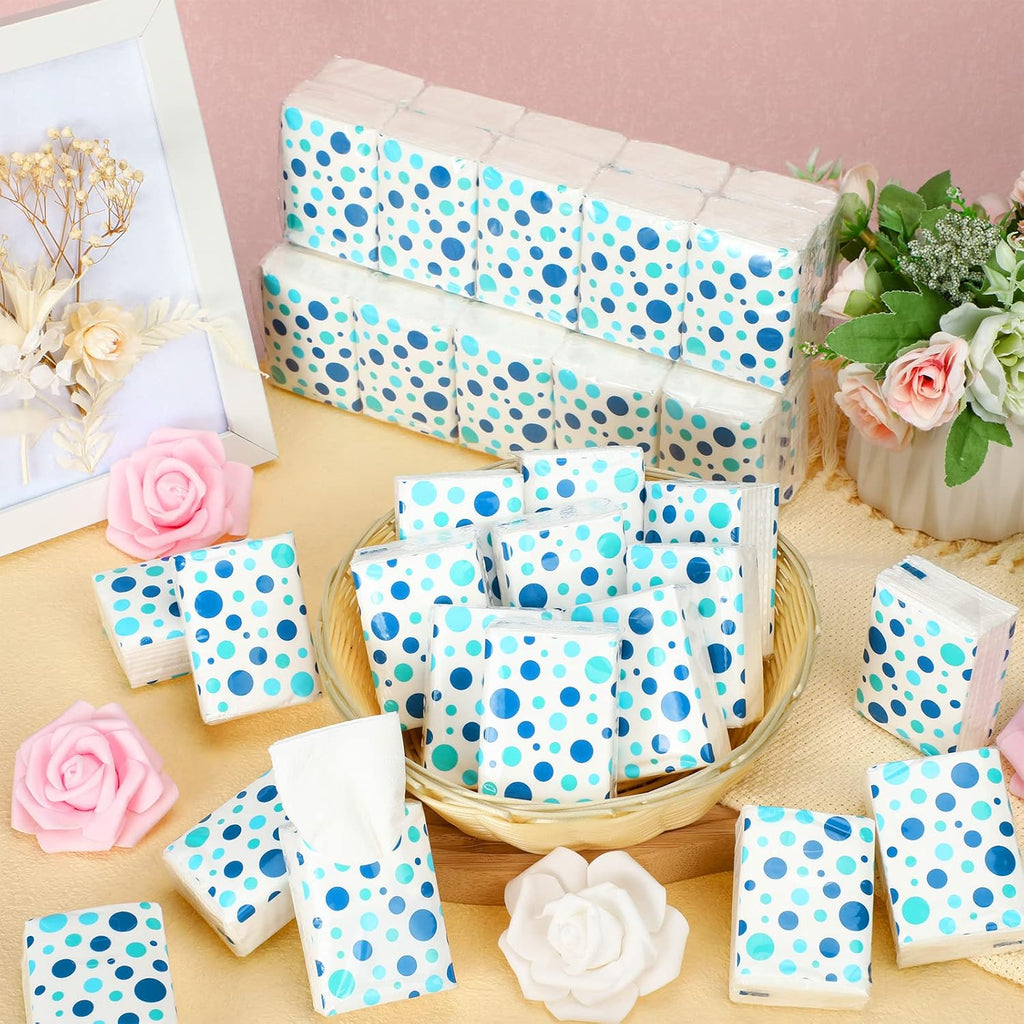 100 Pack Pocket Tissues Travel Packs Bulk 1000 Sheet Mini Tissues Bulk 3 Ply Small Travel Size Paper Individual Pocket Size (Polka Dot)